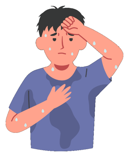 Ilustración de hiperhidrosis y sudoración excesiva