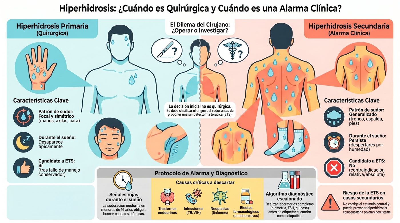 Infografía: Hiperhidrosis, ¿cuándo es quirúrgica y cuándo es una alarma clínica?