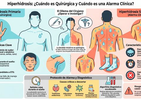 Infografía: Hiperhidrosis, ¿cuándo es quirúrgica y cuándo es una alarma clínica?
